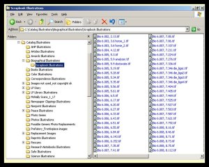 A peek at the file directory structure for a portion of the images scanned and used in The Pauling Catalogue