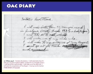 A sample of Pauling's OAC diary.  Though his track and field pursuits did not yield much fruit, Pauling would indeed make the acquaintance of Troy Bogart -- a fellow member of Delta Upsilon fraternity.