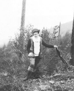 Pauline Pauling on a hiking excursion in the Oregon forest, 1921.