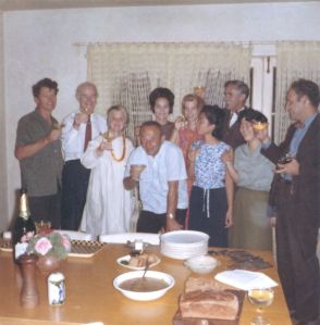 Celebrating with friends, December 1963.